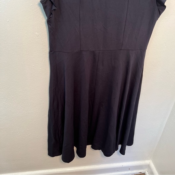 City Chic Aubree Frill Shoulder Dress Navy Blue - Picture 9 of 11
